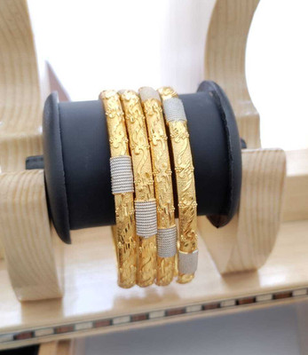 Ruby Tex Brass Beads Gold-plated Bangle Set(Pack of 2)