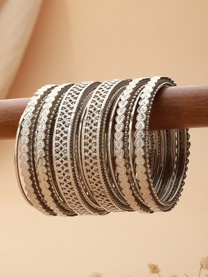 ANOUK Alloy Silver Coated Bangle Set(Pack of 10)