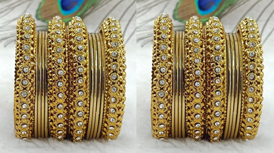 OrnaDzn Zevellery Alloy Cubic Zirconia Gold-plated Bangle Set(Pack of 10)