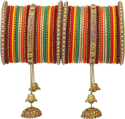 Rijoli Metal Zircon Bangle Set(Pack of 10)