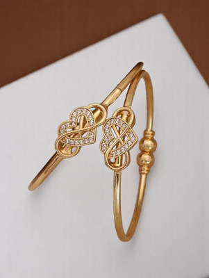 Hetshree Brass Diamond Gold-plated Bangle Set(Pack of 2)