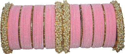 OJHA Metal, Fabric Gold-plated Bangle Set(Pack of 10)