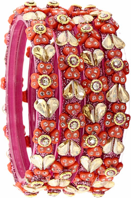 ZULKA Glass Beads, Zircon Bangle Set(Pack of 4)