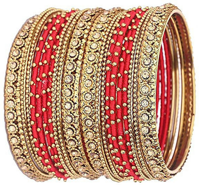 OJHA Metal, Fabric Zircon Bangle Set(Pack of 10)