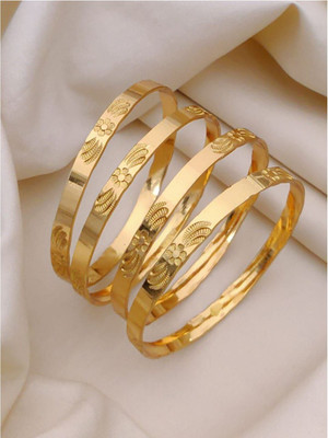 LYRISS Copper Gold-plated Bangle(Pack of 4)