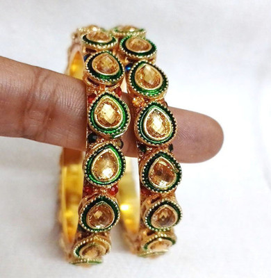 Raju Metal Emerald, Ruby Gold-plated Bangle Set(Pack of 2)