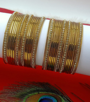 OrnaDzn Zevellery Alloy Cubic Zirconia Gold-plated Bangle Set(Pack of 10)