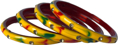 Karaavi Glass Crystal Bangle Set(Pack of 4)