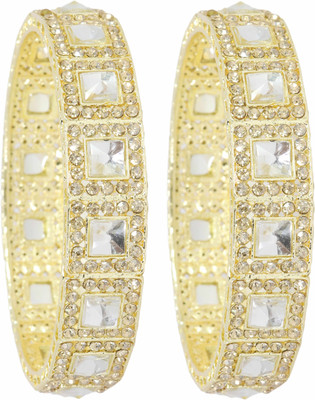 ZULKA Metal Diamond, Zircon Bangle Set(Pack of 2)