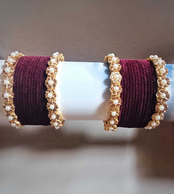 Trishu Metal Pearl Bangle Set(Pack of 10)
