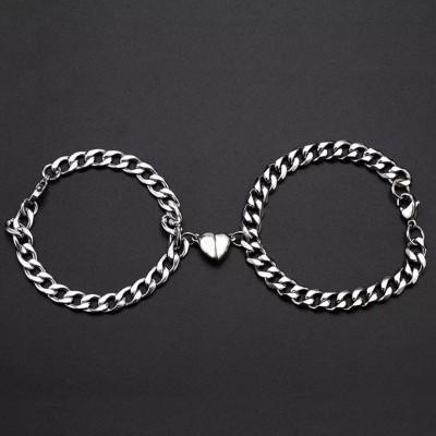 Teeragaj Stainless Steel Sterling Silver Bracelet Set(Pack of 2)