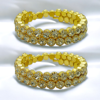 veepearls Alloy Cubic Zirconia, Diamond Gold-plated Bracelet Set(Pack of 2)