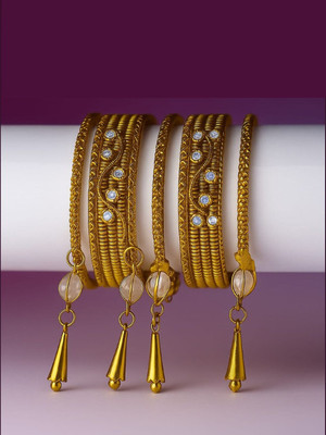 Gyra Metal Crystal Gold-plated Bangle Set(Pack of 6)