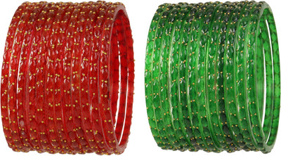 khannak Glass Beads Bangle Set(Pack of 24)
