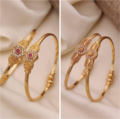 ANOUK Brass Diamond Gold-plated Bangle Set(Pack of 3)