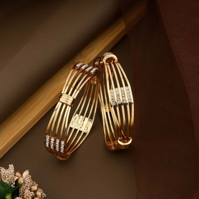 NIrjaaFashion Brass Gold-plated Bangle Set(Pack of 2)