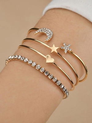 Vembley Alloy Cubic Zirconia Gold-plated Bracelet Set(Pack of 4)