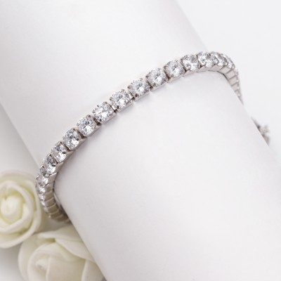 GIVA Sterling Silver Zircon Rhodium Bracelet