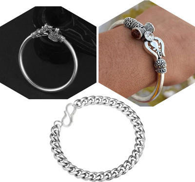 MAATRCHAAYA Alloy Sterling Silver Bracelet Set(Pack of 3)