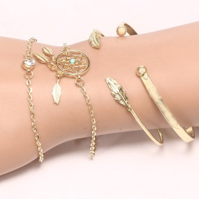Fashion Frill Alloy Gold-plated Bracelet(Pack of 4)