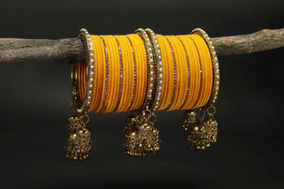 Amika Metal Zircon Gold-plated Bangle Set(Pack of 42)