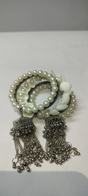 royal shah ji Alloy Pearl Silver Coated Bangle Set(Pack of 2)
