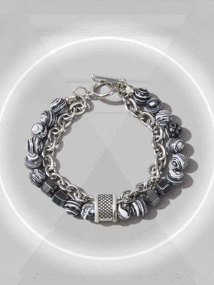 AJS Alloy Malachite Silver Armlet