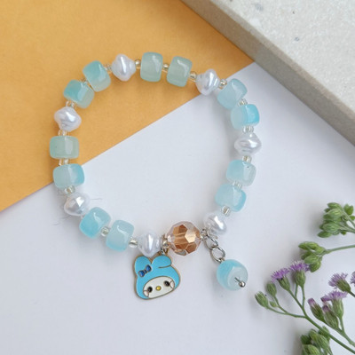 FHF Stone, Crystal, Glass Agate Charm Bracelet
