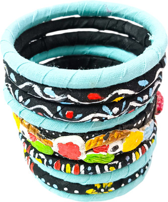 Soundarya boutique Fabric, Terracotta Bangle Set(Pack of 9)