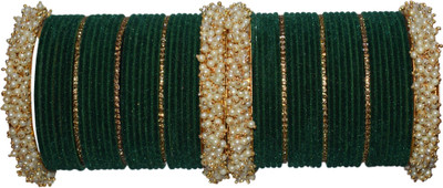HouseOfCommon Metal, Fabric Gold-plated Bangle Set(Pack of 10)