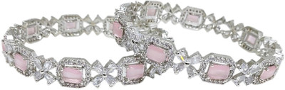 Chrishan Crystal Crystal Rhodium Bangle Set(Pack of 2)