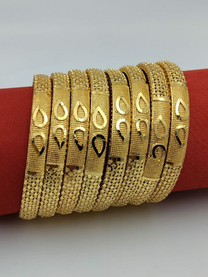 Yuktira Collection Brass Gold-plated Bangle(Pack of 8)