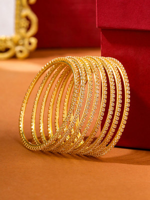 NVR Alloy Gold-plated Bangle Set(Pack of 8)