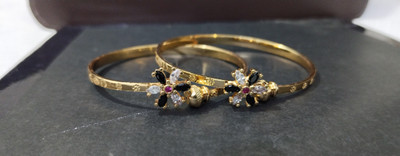 JH JEWELS B Alloy Cubic Zirconia, Diamond Gold-plated Bangle Set