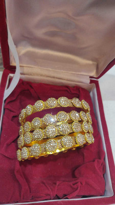 VKNSOAPS Brass Crystal Bangle Set(Pack of 4)
