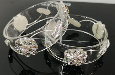 NG collection Glass Cubic Zirconia Bangle Set(Pack of 2)