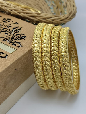 Yuktira Collection Brass Gold-plated Bangle(Pack of 4)