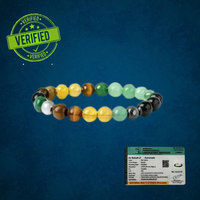 UBRONIK Pyrite, Green Aventurine, Tiger's Eye, Citrine, Clear Quartz Crystal Bracelet