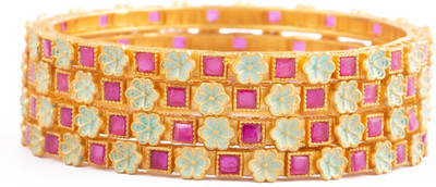 Raddhi Jewels Brass Gold-plated Bangle Set(Pack of 4)
