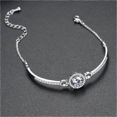 JDENTERPRISES Alloy Cubic Zirconia Silver Bracelet