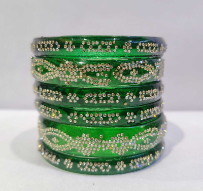 zhcp Glass Zircon Bangle Set(Pack of 6)