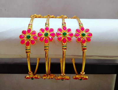 DONERIA Metal Zircon Bangle Set(Pack of 4)