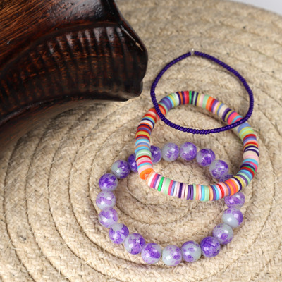 Threads & Beads Crystal, Glass, Plastic Bangle Set(Pack of 3)