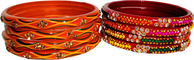 Sheetal Glass Gold-plated Bangle Set(Pack of 8)