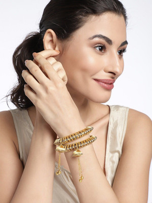 ANOUK Brass Diamond Gold-plated Bangle Set(Pack of 2)