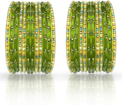 beutifly Glass Pearl Bangle Set