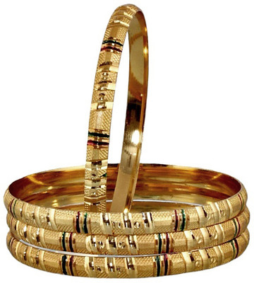 Lucky Jewellery Alloy Gold-plated Bangle Set(Pack of 4)