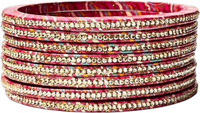 WELLVIEW Lac Cubic Zirconia Bangle Set(Pack of 8)