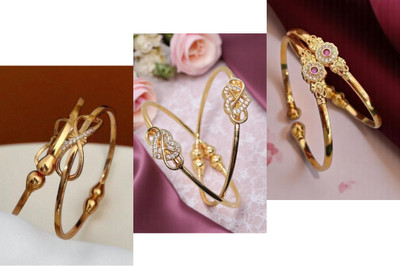 Hetshree Brass Diamond Gold-plated Bangle(Pack of 6)