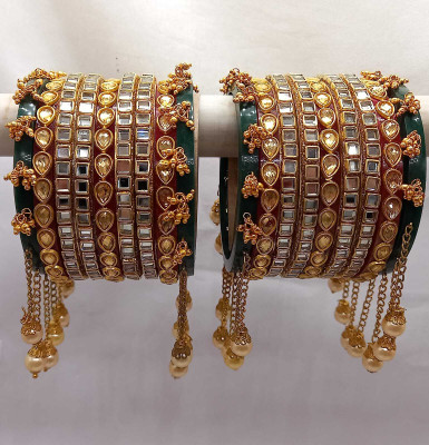 Rajwadi Plastic Pearl Bangle Set(Pack of 10)